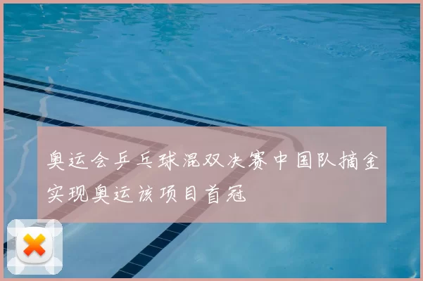 奥运会乒乓球混双决赛中国队摘金实现奥运该项目首冠